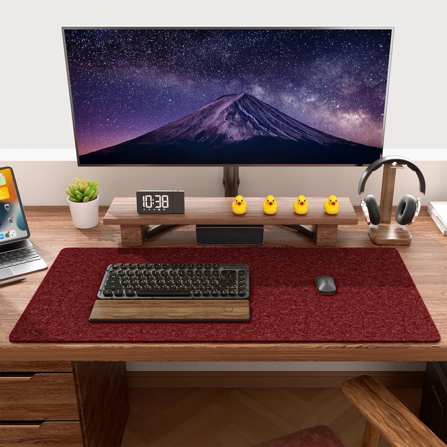 Auhoahsil Felt Desk Mat, Minimalist Large Mouse Pad XXL 35.5 x 15.7 in, Desk Matt for Desktop, Keyboard, Laptop, Computer, Office, Work from Home, Gaming, White
