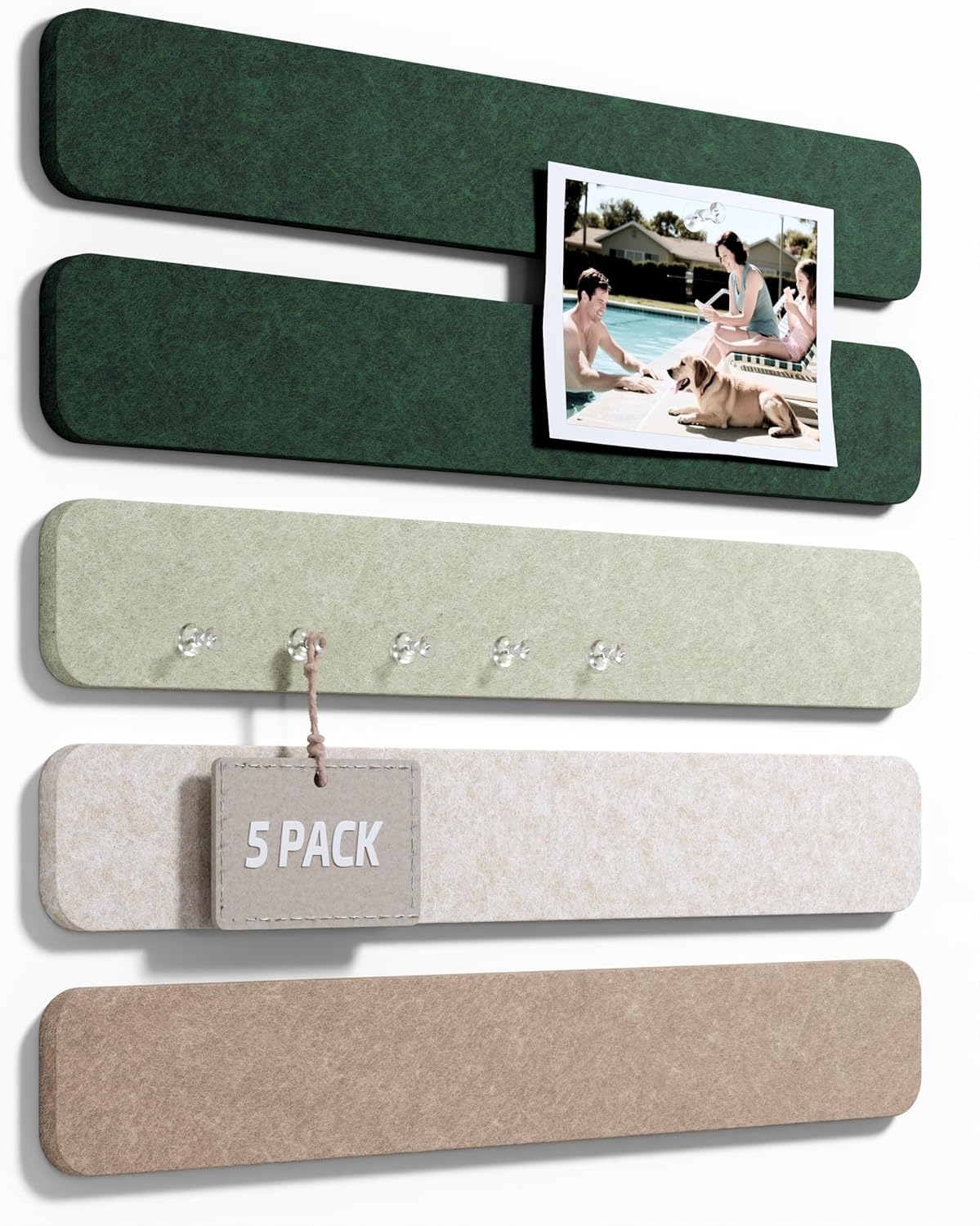 Fluxynara Cork Board Alternative Felt Strip Board 8-Pack 13"x2", Office Pin Board with 50 Push Pins, Adhesive Install for Bedroom Door & Home Office(Linen Dusk)