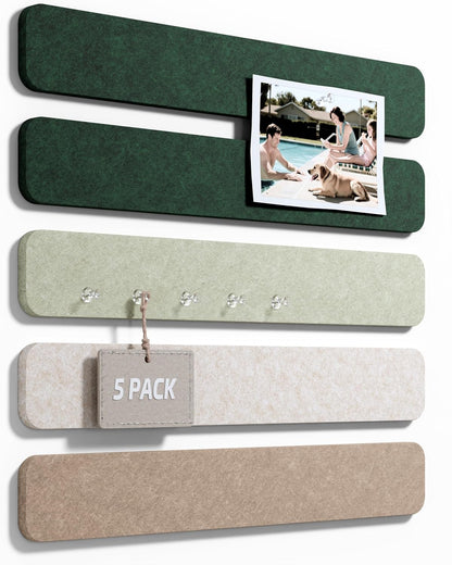 Fluxynara Cork Board Alternative Felt Strip Board 8-Pack 13"x2", Office Pin Board with 50 Push Pins, Adhesive Install for Bedroom Door & Home Office(Linen Dusk)