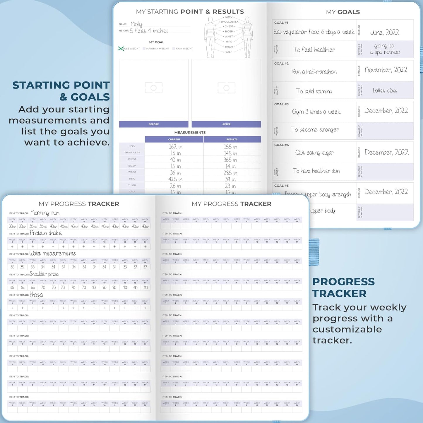 Clever Fox Fitness & Food Journal – Nutrition & Workout Planner for Women & Men – Diet & Gym Exercise Log Book with Calendars, Diet & Training Trackers - Undated, A5 Size, Hardcover (Forest Green)