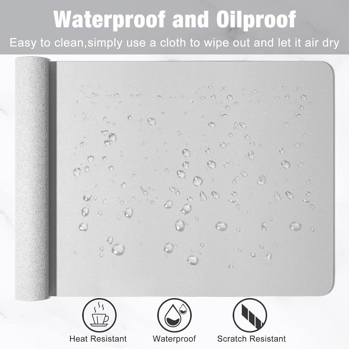 Hsurbtra Desk Pad, 23.6" x 13.8" PU Leather Desk Mat, M Extended Mouse Pad, Waterproof Desktop Blotter Protector, Non-Slip Ultra Thin Small Laptop Keyboard Writing Mat for Office Home, Pink
