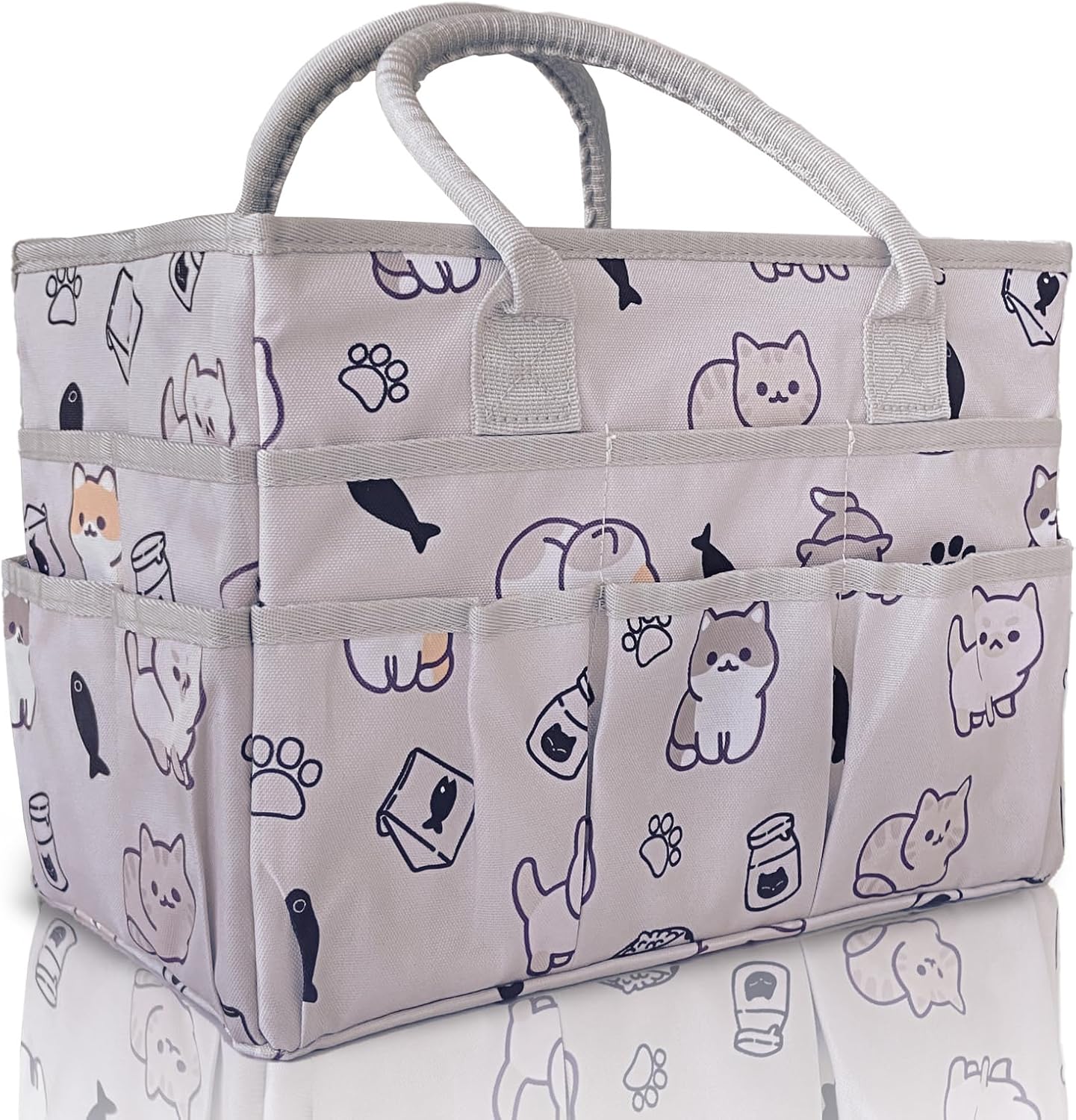 Cupohus Art Organizer Craft Storage Tote Bag with Pockets and Handles, Oxford Fabric Carrying Caddy for Teacher, Officer, Artist, Traveler –Purple