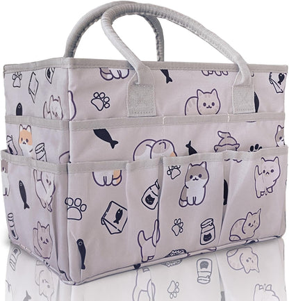 Cupohus Art Organizer Craft Storage Tote Bag with Pockets and Handles, Oxford Fabric Carrying Caddy for Teacher, Officer, Artist, Traveler –Purple