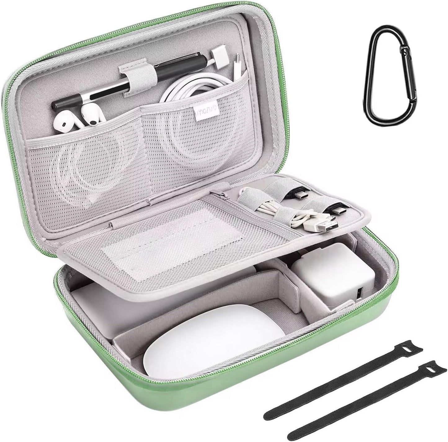 MOSISO Electronic Organizer Travel Case Compatible with MacBook Power Adapter, Compatible with Magic Mouse & Pencil, SD Card, USB Flash Disk with 4 Modular Insert & 2 Cable Tie & Snap Hook, Black