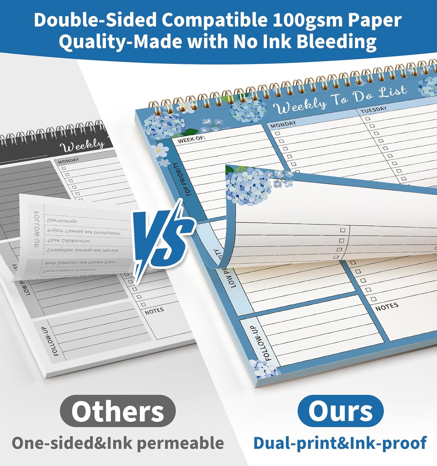 104 Pgs Weekly To Do List Notepad, 52 Duplex-Printed Undated Sheets 100 GSM（8.5"×11") Weekly Desk Planner For Work Home School Office Desk Accessories Supplies & Goal Setting Tasks - Green