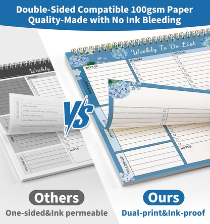 104 Pgs Weekly To Do List Notepad, 52 Duplex-Printed Undated Sheets 100 GSM（8.5"×11") Weekly Desk Planner For Work Home School Office Desk Accessories Supplies & Goal Setting Tasks - Green