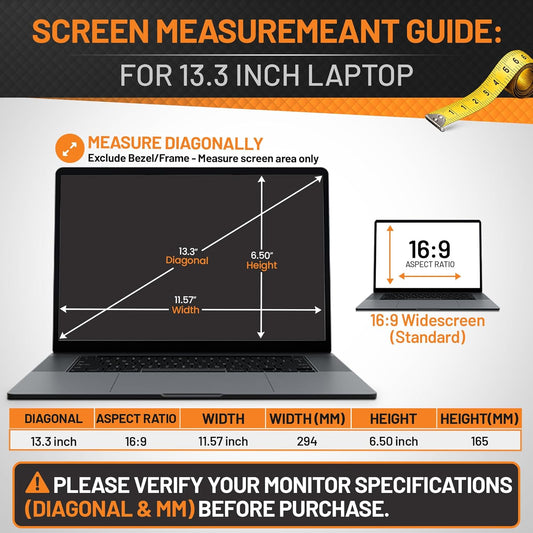 16 Inch Laptop Privacy Screen Filter 16:10 | Anti Glare Blue Light Blocking Screen Protector | Removable Privacy Shield for Laptop and Notebook Computer | Adhesive and Hang Tab Installation