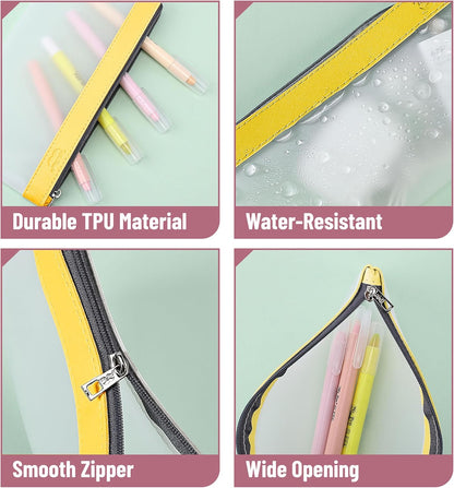 Mr. Pen- Clear Pencil Pouch, 8.50"x4.25", 3 Pack, Durable TPU Material, Medium Water-Resistant Pencil Bags with Smooth Zipper, Multipurpose Clear Pouch for Stationery, School, Office, Travel Supplies