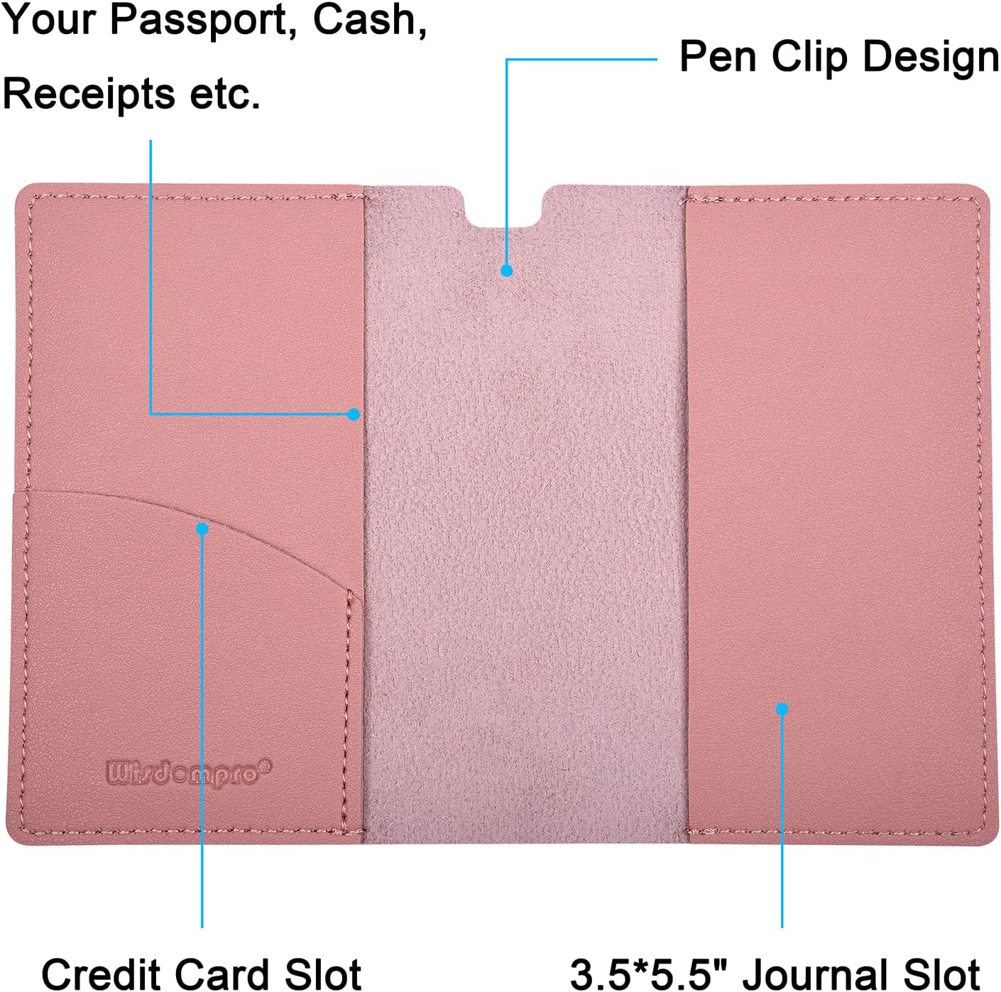 Wisdompro Journal Cover, 2 Pack PU Leather Notebook Cover for Field Notes, or other 3.5" x 5.5" Pocket Notebooks - Black