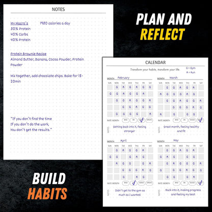 Gym Workout Journal (A5) - Hardback Leather PU Workout Tracker (128 Workouts) - Set Goals & Track Progress | Premium Fitness Journal & Log Book by Gorilla Fit