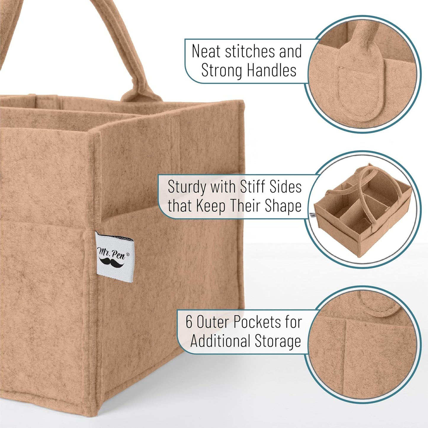 Mr. Pen- Baby Diaper Caddy Organizer, Gray, Medium, Nursery Storage Bin and Car Organizer for Diapers and Baby Wipes