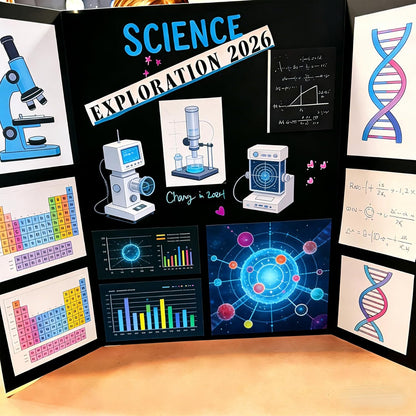 AKONEGE 3Pcs Small Trifold Poster Board, 21 x 14 inches White Tri Fold Poster Boards Corrugated Presentation Board Science Fair Display Boards for School Fun Projects, Exhibitions and Business