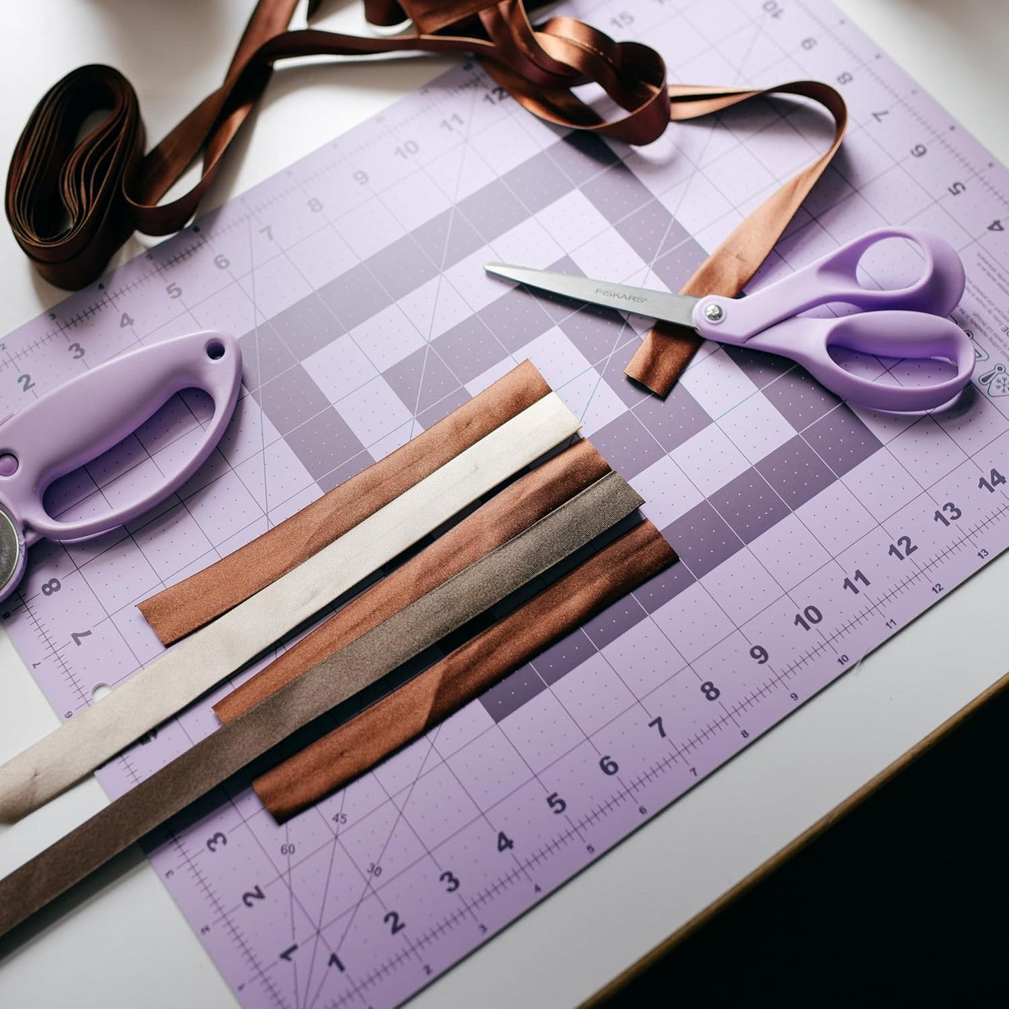 Fiskars Self Healing Cutting Mat with Grid for Sewing, Quilting, and Crafts - 18" x 24 Grid Lilac/Mountain Haze