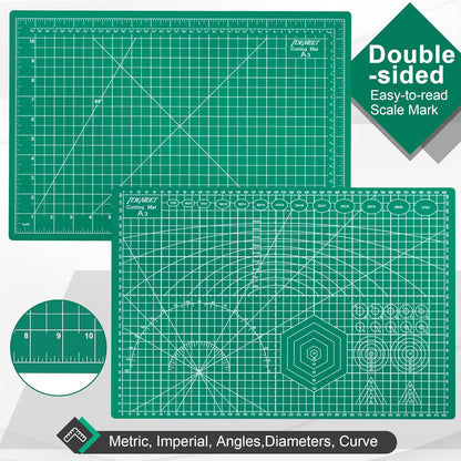 Density-upgraded 18"x12" Self Healing Cutting Mat, Idemeet Rotary Sewing Mat for Crafts, 5-Ply Blade Table Protector Cut Board for Fabric Leather Cutting Quilting Modeling Hobby Project, A3, Black