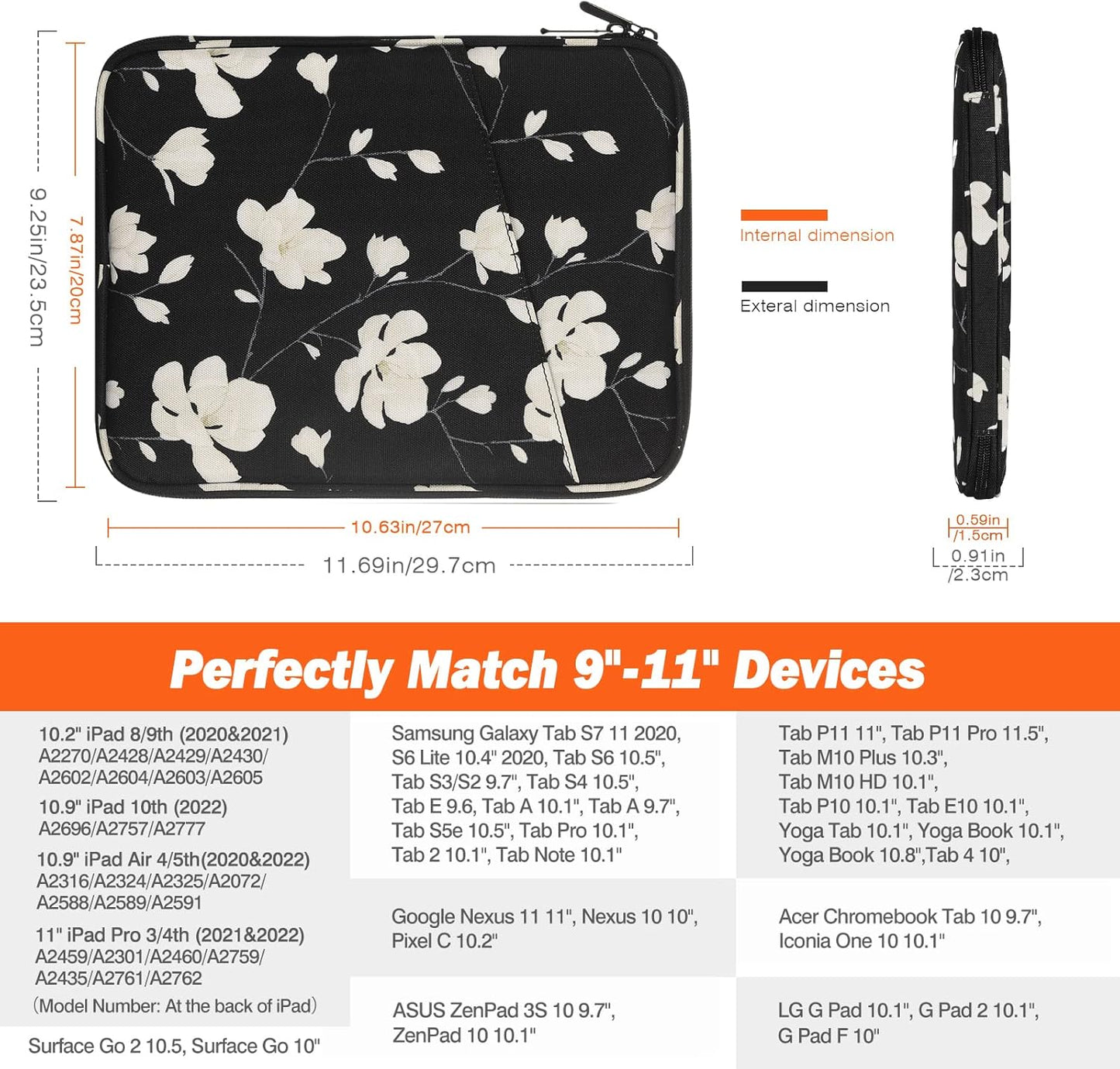 MoKo 9-11 Inch Tablet Sleeve Case, Fits New 11inch iPad Air M4/Pro M5, iPad A16 11", i-Pad 10/9/8/7th/Air 5/4th 10.9"/10.2", Tab S9/S8 11", Protective Bag Carrying Case with Pocket, Dark Gray