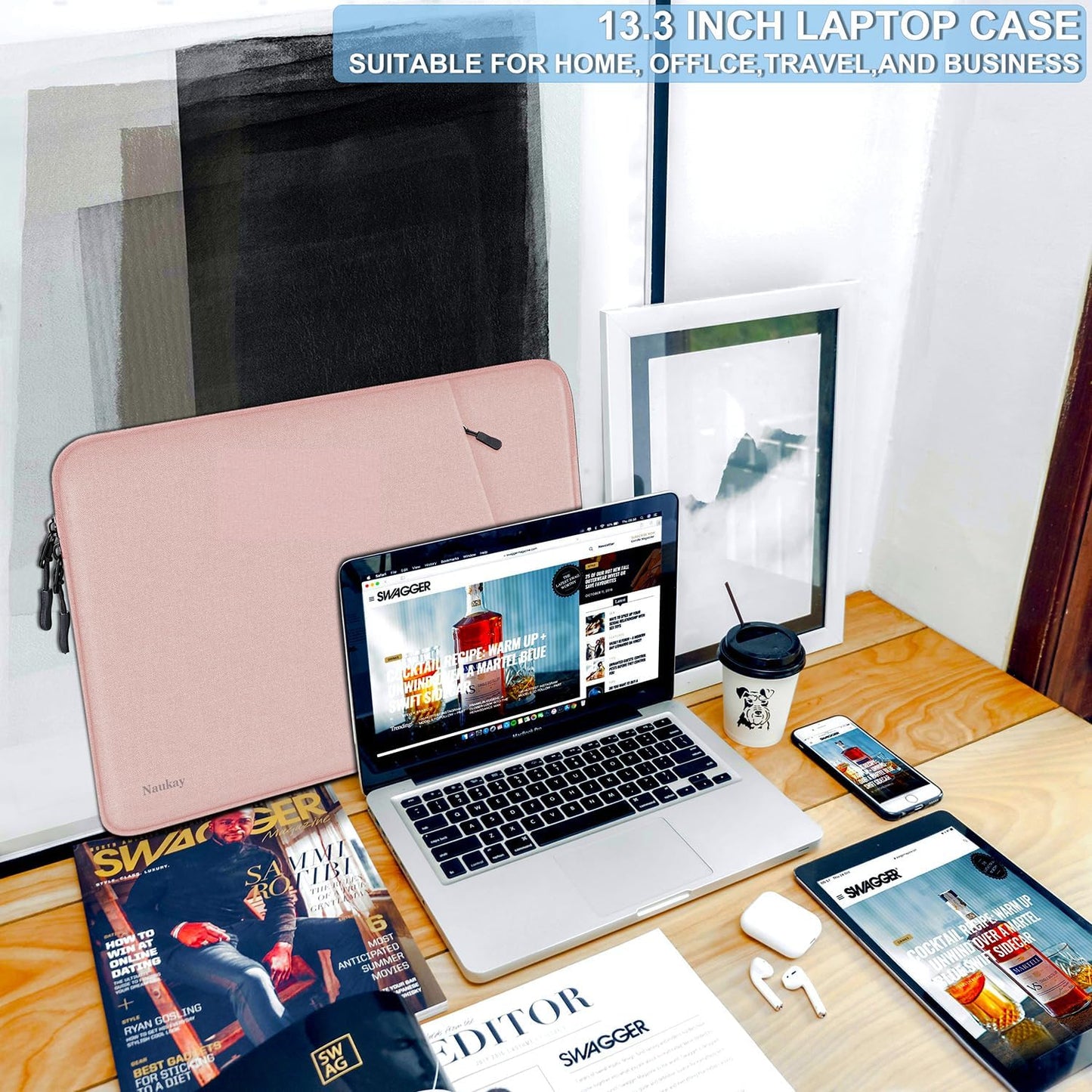 Laptop Sleeve Case 13.3 inch, Shockproof Protective Computer Cover with Accessories Pocket, Portable Laptop Bag Compatible with MacBook Air/Pro 13-13.3 inch, Compatible for MacBook Pro 14 inch, Black | Shockproof