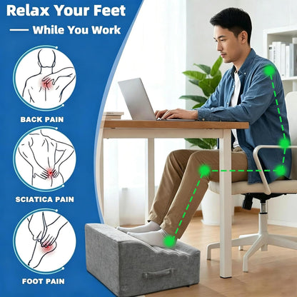 Foot Rest Under Desk, Ergonomic Foot Stool, Comfortable Office Footrest with Curved Design, with Washable Cover for Home and Office, Relieves Leg Pressure (Dark Gray)