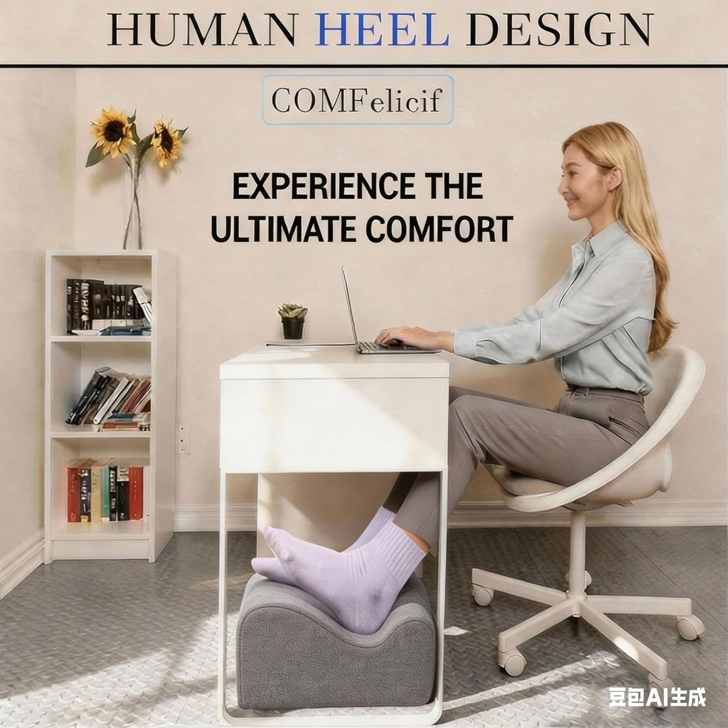 Foot Rest for Under Desk at Work,At Work Soft Ergonomic Footrest,Support Foot Pillow,Heel Chair,Leg Elevation Pillow,(Blue)