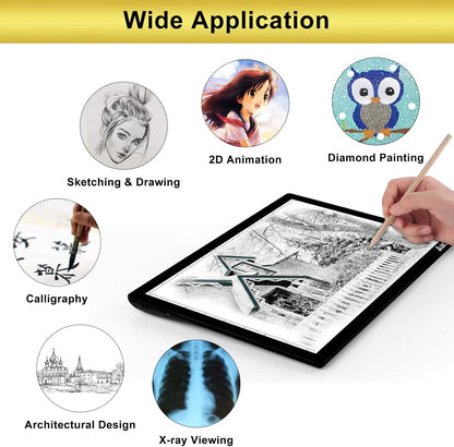 Rechargeable A4 Light Pad with Innovative Stand and Top Clip, Elice Wireless Bright Light Tracing Board Portable LED Artcraft Tracer Box for Artists, Drawing, Cricut Weeding Vinyl, Diamond Painting