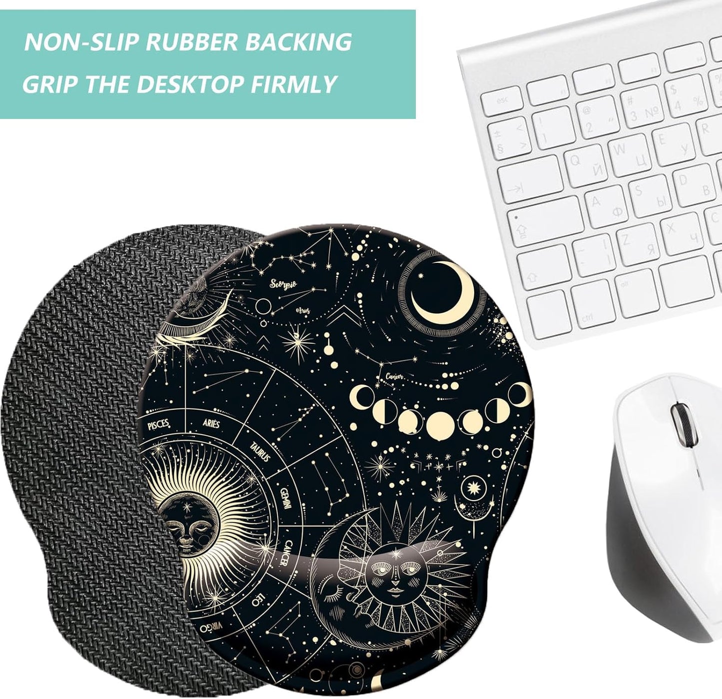 Mouse Pad with Wrist Support, Ergonomic Mouse Pad with Memory Foam Wrist Rest Cushion, Non-Slip Rubber Base Gaming Mice Pad for Home Office Computer Laptop, Flowers Grass