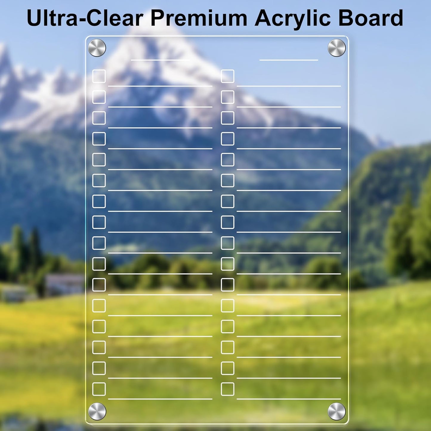 Acrylic Magnetic Dry Erase Board for Fridge, 12"X8" Clear Magnetic to Do List White Board, Acrylic Dry Erase to Do List for Refrigerator, Magnet Whiteboard with 5 Markers