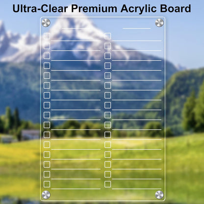Acrylic Magnetic Dry Erase Board for Fridge, 12"X8" Clear Magnetic to Do List White Board, Acrylic Dry Erase to Do List for Refrigerator, Magnet Whiteboard with 5 Markers