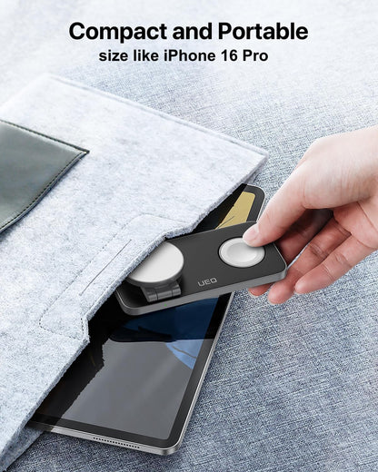 UEQ Foldable 3 in 1 Wireless Charging Station for Apple Magsafe Charger Stand,Fast Magnetic Wireless Charger Station for iPhone 17 Air 16 15 14 13 12 Series,Airpods Pro,Apple Watch Ultra (Pure Black)