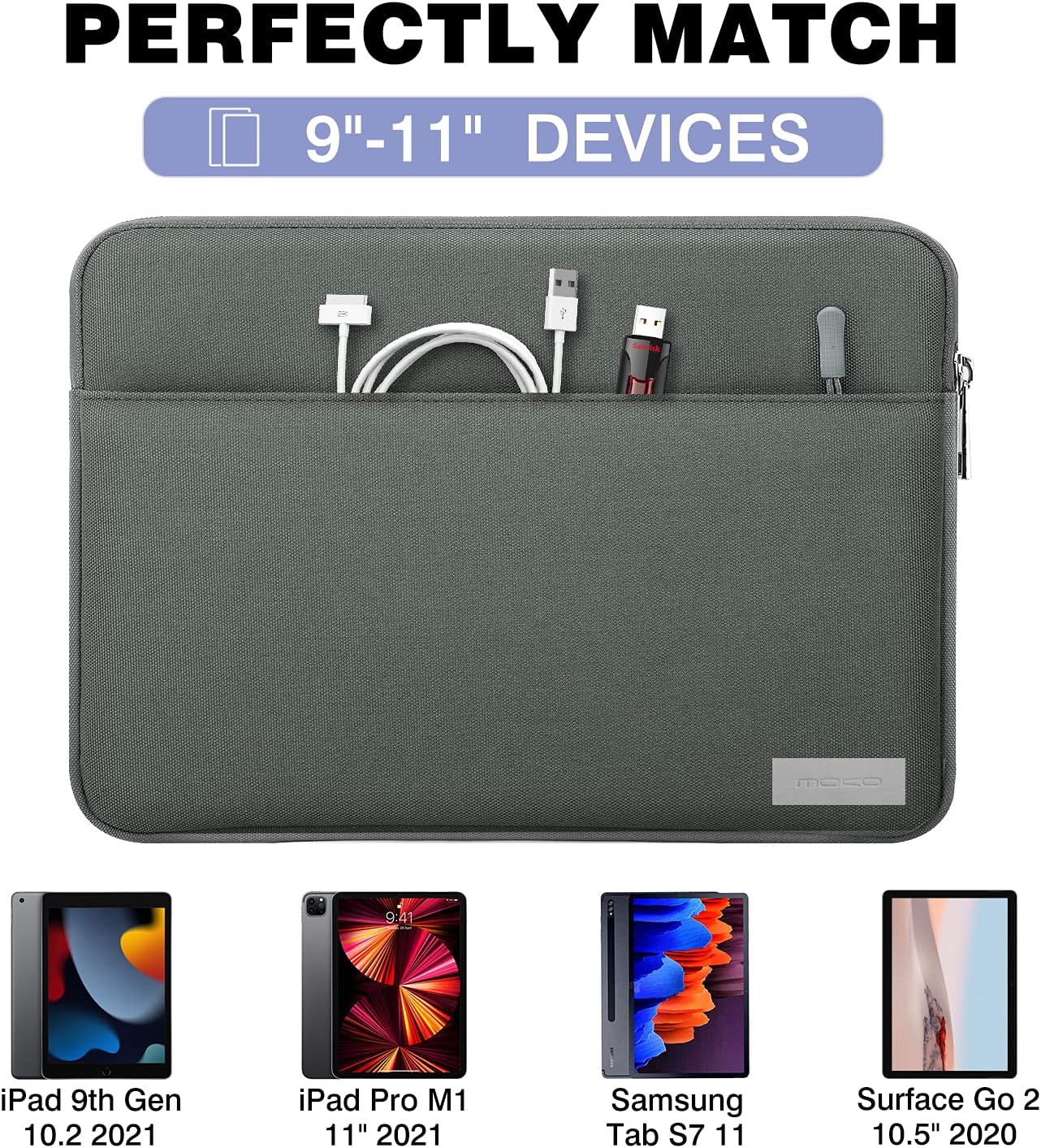 MoKo 9-11 Inch Tablet Sleeve Bag Carrying Case Fits iPad Pro 11 M5/Air M3, iPad A16 2025, i-Pad 10th 10.9, i-Pad 9/8/7th Gen 10.2, iPadAir 5/4th 10.9, Tab S8 11"/Tab A 10.1,Cloudy Pink