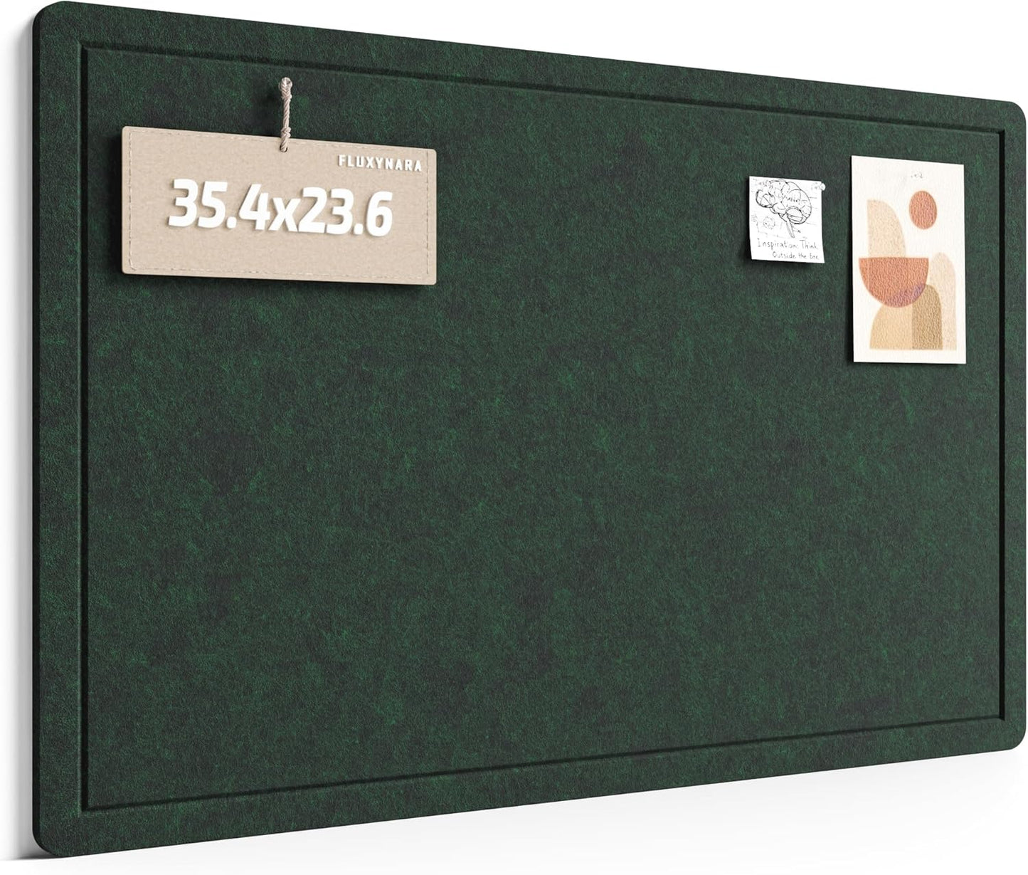 Fluxynara Bulletin Board, 23.6" x 17.5" Cork Board Alternative with 12 Safe Removable Adhesive Tabs, Foldable Felt Pin Board for Home Office, Classroom, Bedroom,Entryway for Walls—Sage