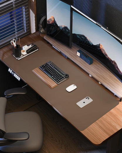 AFIING Desk Pad Protector 23.6" x 13.7" - Non-Slip Waterproof PU Leather Desk Mat for Mouse, Keyboard, Laptop, Office and Home Workspace (Beige)