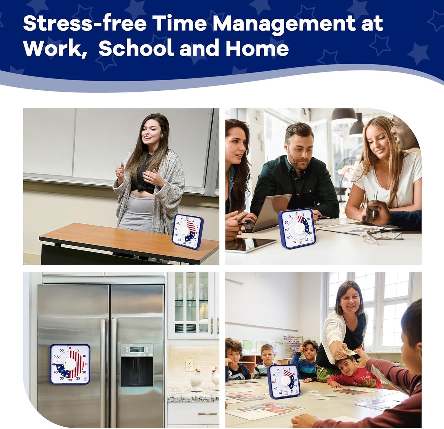 Visual Timer 7.5 inch; 60 Minute 1 Hour Countdown Timer for Kids Classroom Teaching Tool Home Office Meeting, Mechanical Countdown Clock for Exam Time Management Magnetic, Sky Blue with Colorful Disc