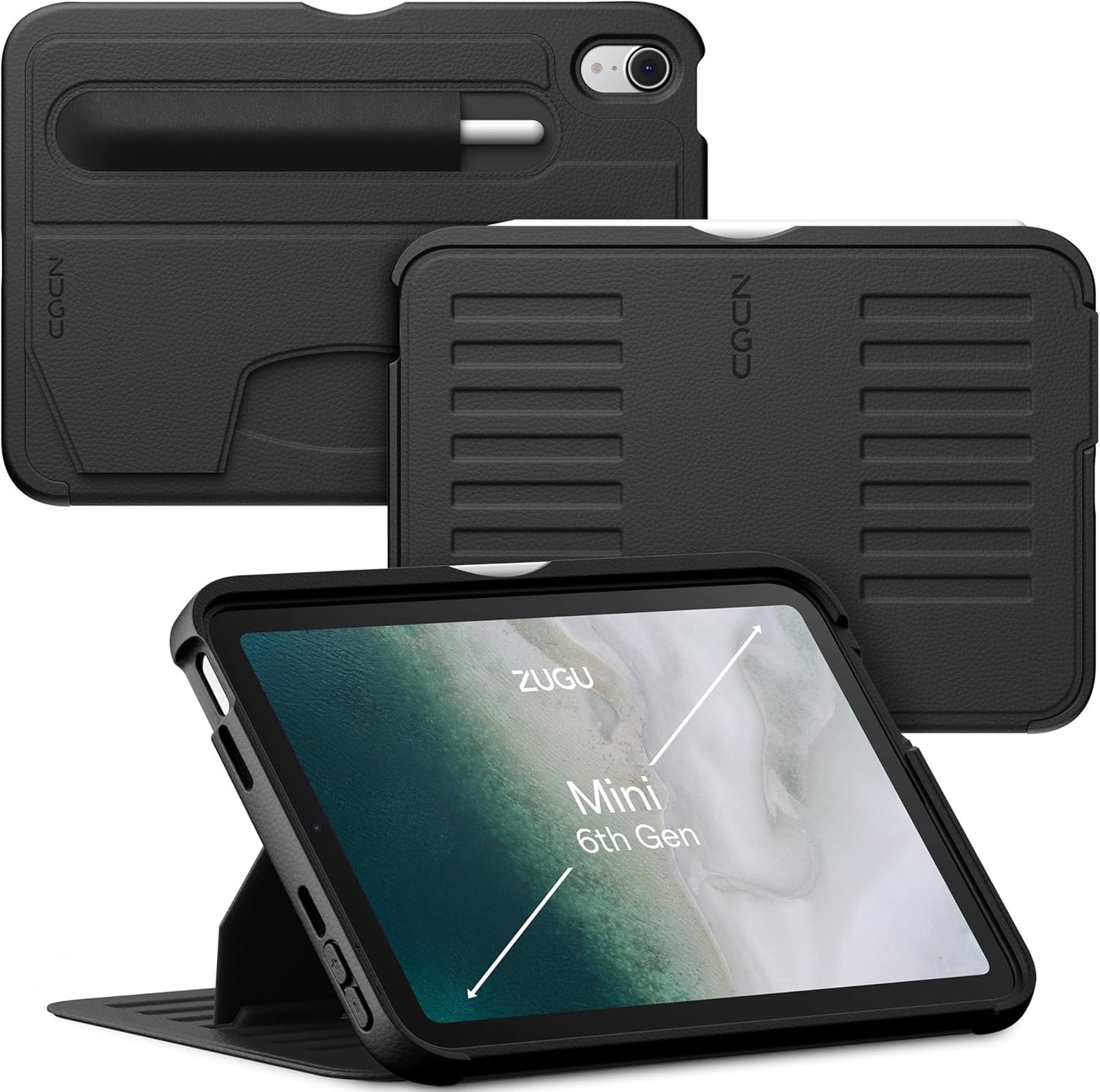 Zugu Case for 2024 iPad mini 7 & 2021 iPad mini 6, Slim Protective Case, Apple Pencil Pocket, 5 ft. Drop Protection, Secure 7 Angle Magnetic Stand, Sleep/Wake Cover (A17 Pro, A2567, A2568, A2569)