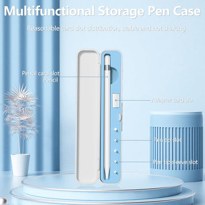 Inesore Pencil Case Compatible with Apple Pencil Pro/1st/2nd Gen/USB-C,Contain 5 Pack for Apple Pencil Tips Replacement Accessories (Purple Silicone Card Slot)