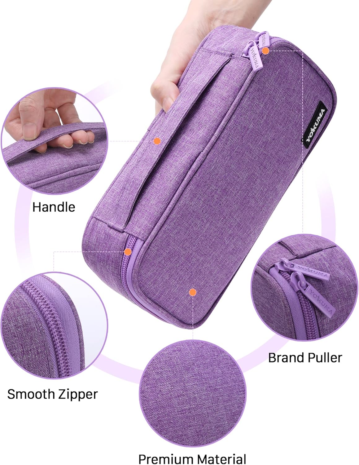 YOKUMA Pencil Case,Large Capacity Pencil Pouch,Aesthetic Zipper Pencil Box, Back to School Supplies for College Student Teen Adults,Travel Essentials,Electronic Cable Organize