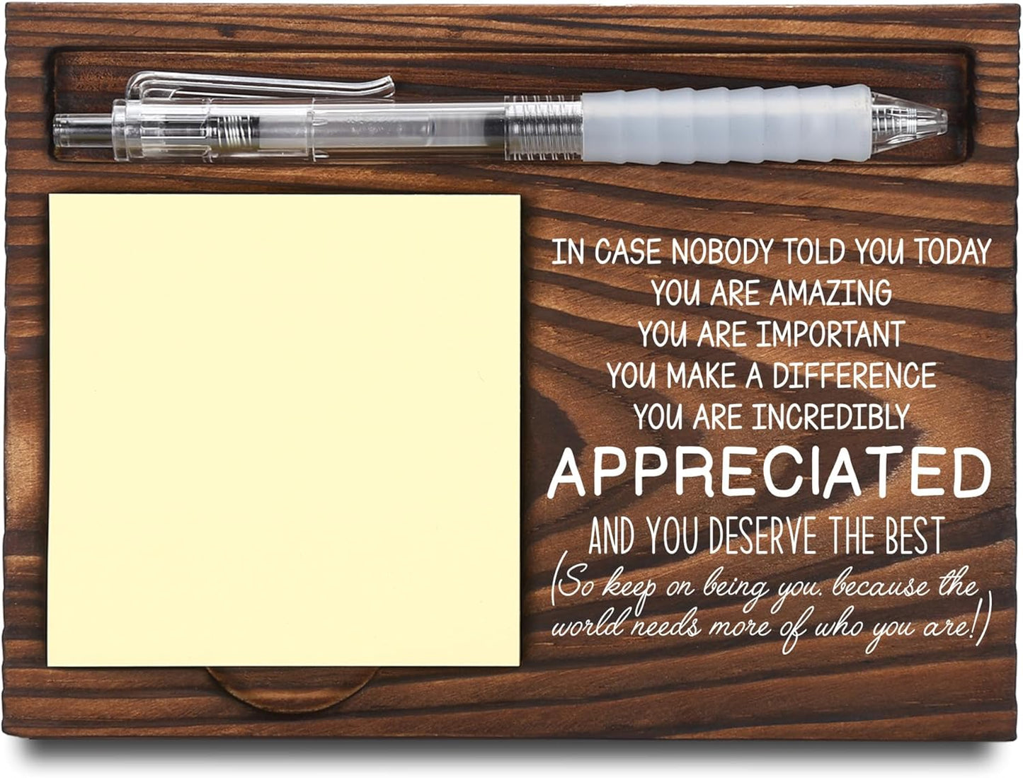 Inspirational Motivational Gifts, Encourage Gifts, Recovery Gifts, Little Reminders Sticky Note Holder, Post-it Note Dispenser for Desk, Wooden Post-it Note & Pen Holder 6.5" x 4.7" - FTA121