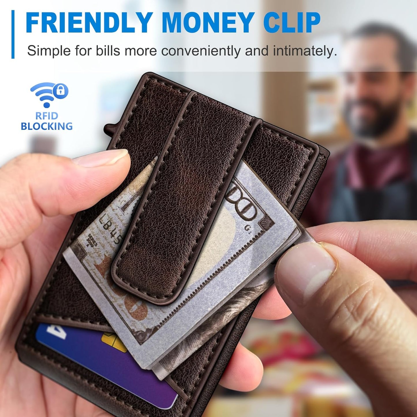 miyozi Airtag Wallet for Men Money Clip 9-Card Pop-Up Credit Card Holder with ID Window RFID Blocking Metal Case Magnetic Closure Front Pocket Wallet Gift Box | with Money Clip