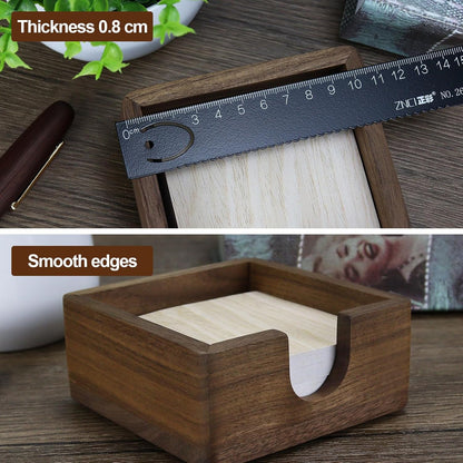 Buqoo 4x6 Notepad Holder Dispenser, Walnut Wood Sticky Notes Memo Pad Holder Dispenser Desk Supplies Organizer Accessories for Office Home Schools
