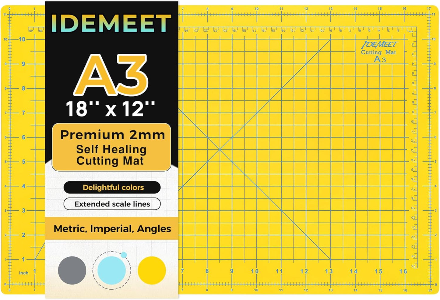Premium Self Healing Cutting Mat 18'' x 12'', A3 Non-slip Sewing Mat for Quilting, 5-Ply Rotary Cutting Board Double-Sided for Crafts Cutting Fabric Scrapbooking Modeling Projects, Anthracite Gray