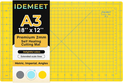 Premium Self Healing Cutting Mat 18'' x 12'', A3 Non-slip Sewing Mat for Quilting, 5-Ply Rotary Cutting Board Double-Sided for Crafts Cutting Fabric Scrapbooking Modeling Projects, Anthracite Gray