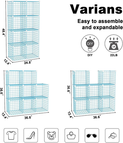 C&AHOME Wire Cube Storage, 6 - Cube Organizer Metal C Grids, Modular Shelves Units, Storage Bins Shelving, Closet Organizer, Ideal for Home, Office, Living Room, 36.6”L x 12.4”W x 36.6”H Black