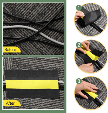 WILLBOND Carpet Cord Cover Cable Protector Floor Cover Cable Protector Management Only for Commercial Office Carpet(19.69 ft,Black)
