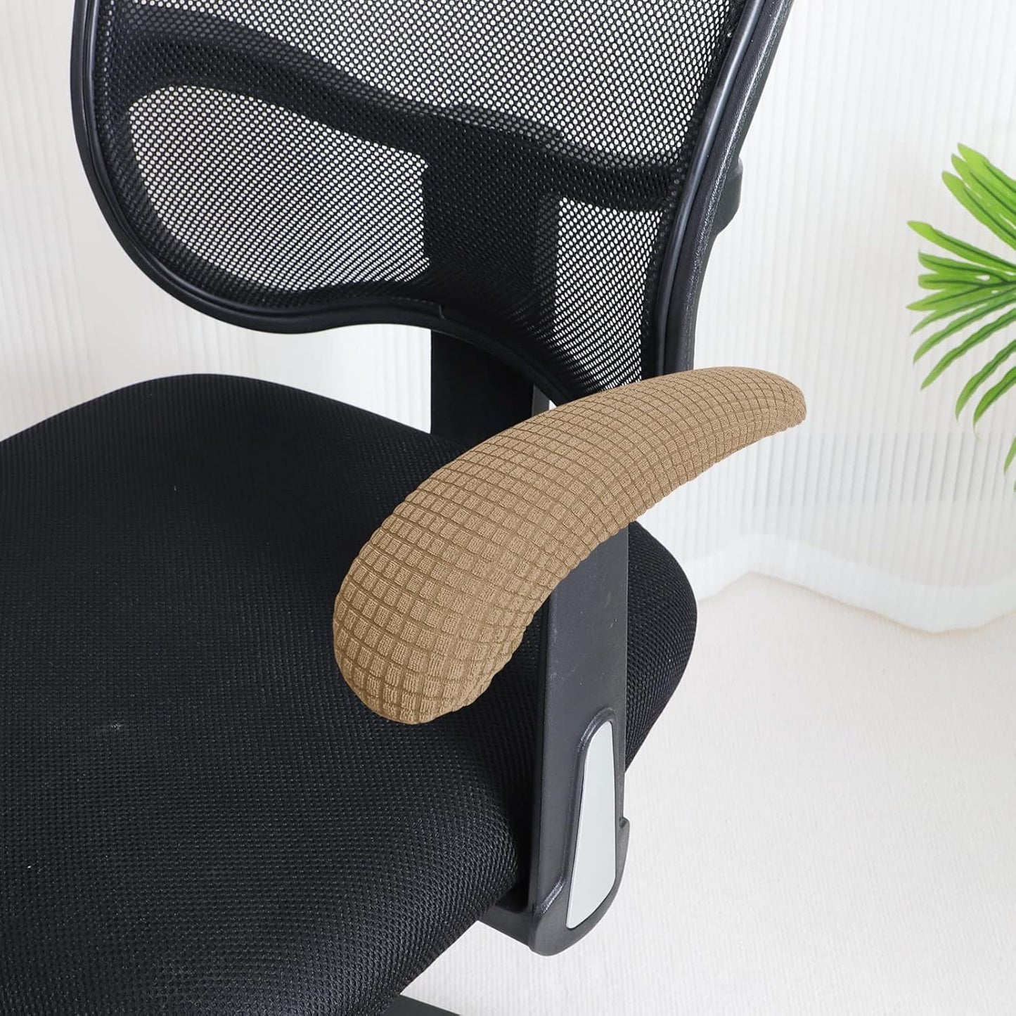 FORCHEER Office Chair Armrest Covers 12-15 Inch Velvet Elastic Black Arm Rest Covers for Desk Computer Chairs Washable