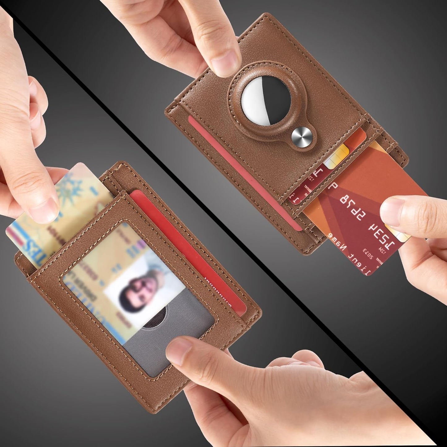 Slim Minimalist Front Pocket Air Tag Wallet, RFID Blocking Card Holder Wallet with Airtag Holder