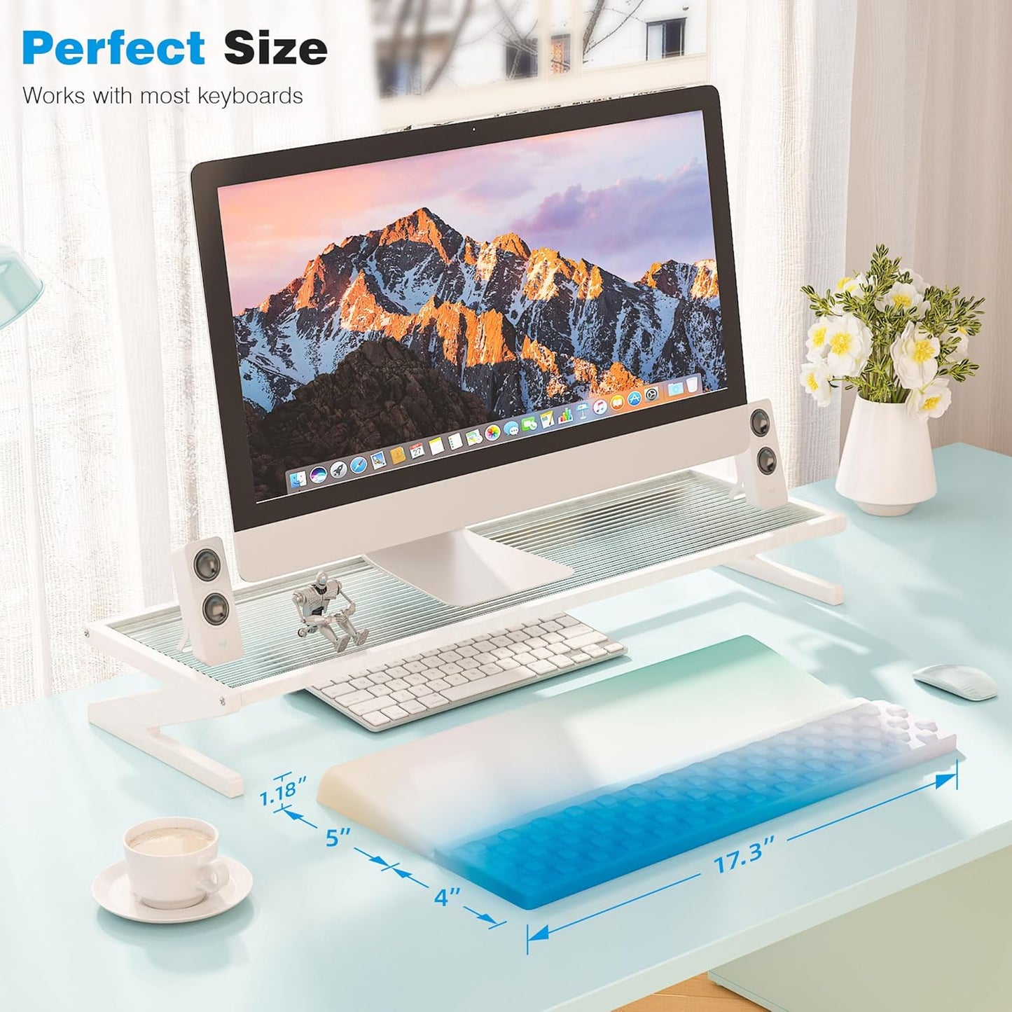 Ospelelf Tilt Keyboard Stand with Wrist Rest, Comfy Ergonomic Keyboard Riser Holder for Office Home