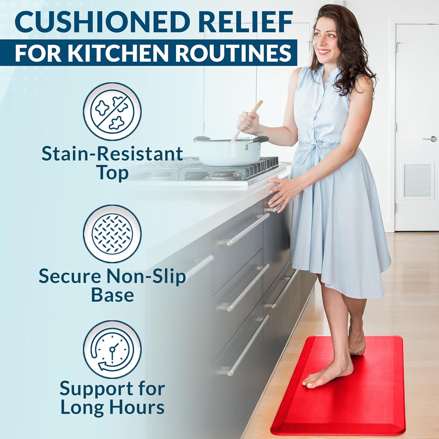 ComfiLife Anti Fatigue Floor Mat – 3/4 Inch Thick Kitchen Mats for Floor, Standing Desk Mat, Kitchen Rug – Comfort at Home, Office – Durable – Stain Resistant – Non-Slip Bottom (20" x 32", Black)