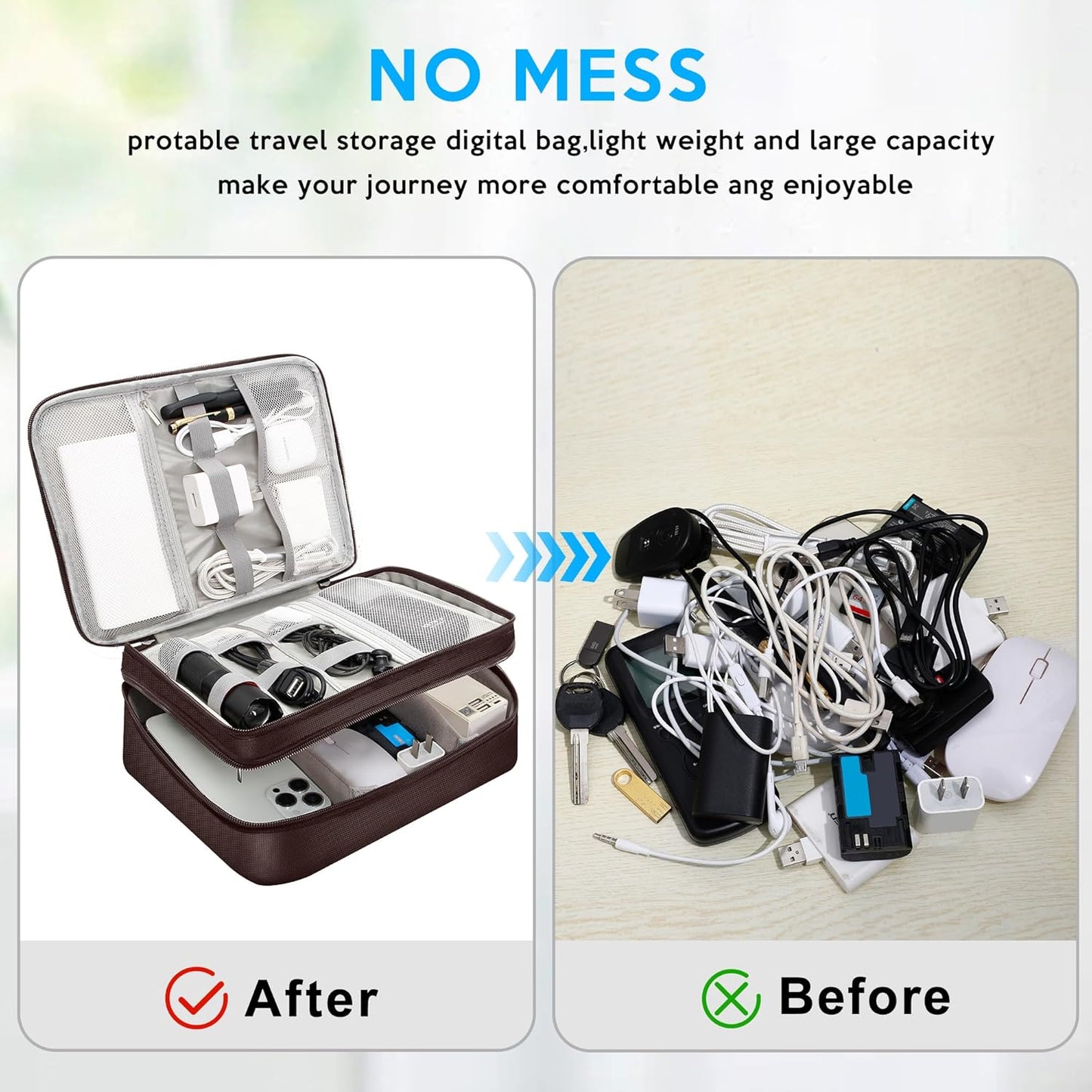 CILLA Electronics Organizer Travel, Travel Cord Organizer Case, Compact Electronics Accessories Bag for Cable, Cord, Charger, Phone