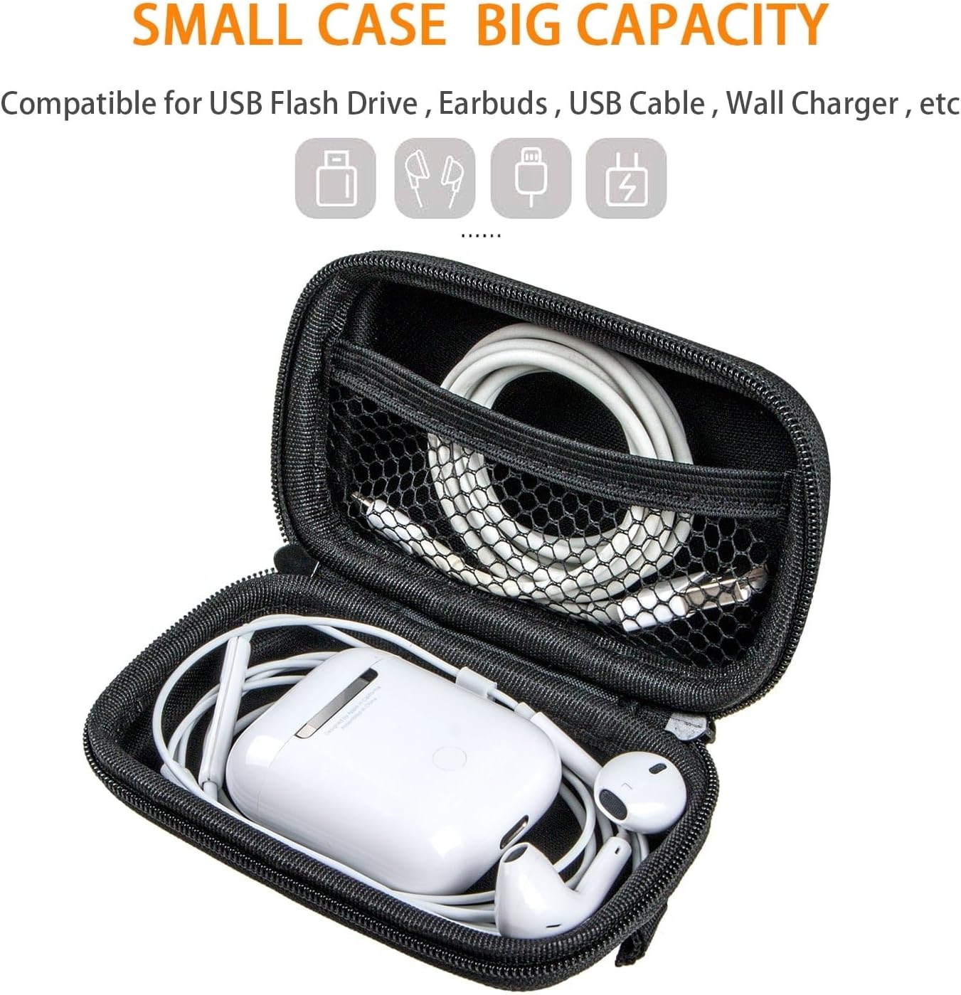 Earphone Earbud Carrying Case Holder - Lightweight Mini Universal Storage Pouch Bag for Wired Earbuds, Airpods, Bluetooth Headset, Wall Charger Adapter, USB Cable, Cell Phone Accessories - Pink