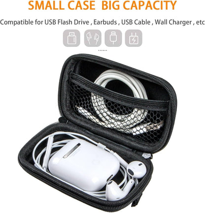 Earphone Earbud Carrying Case Holder - Lightweight Mini Universal Storage Pouch Bag for Wired Earbuds, Airpods, Bluetooth Headset, Wall Charger Adapter, USB Cable, Cell Phone Accessories - Pink