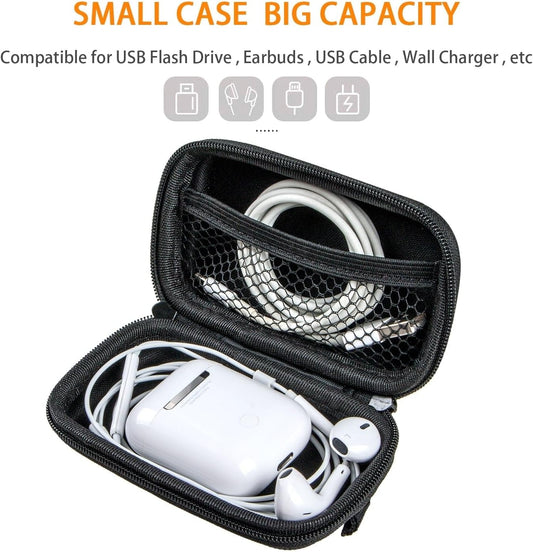 Earphone Earbud Carrying Case Holder - Lightweight Mini Universal Storage Pouch Bag for Wired Earbuds, Airpods, Bluetooth Headset, Wall Charger Adapter, USB Cable, Cell Phone Accessories - Pink