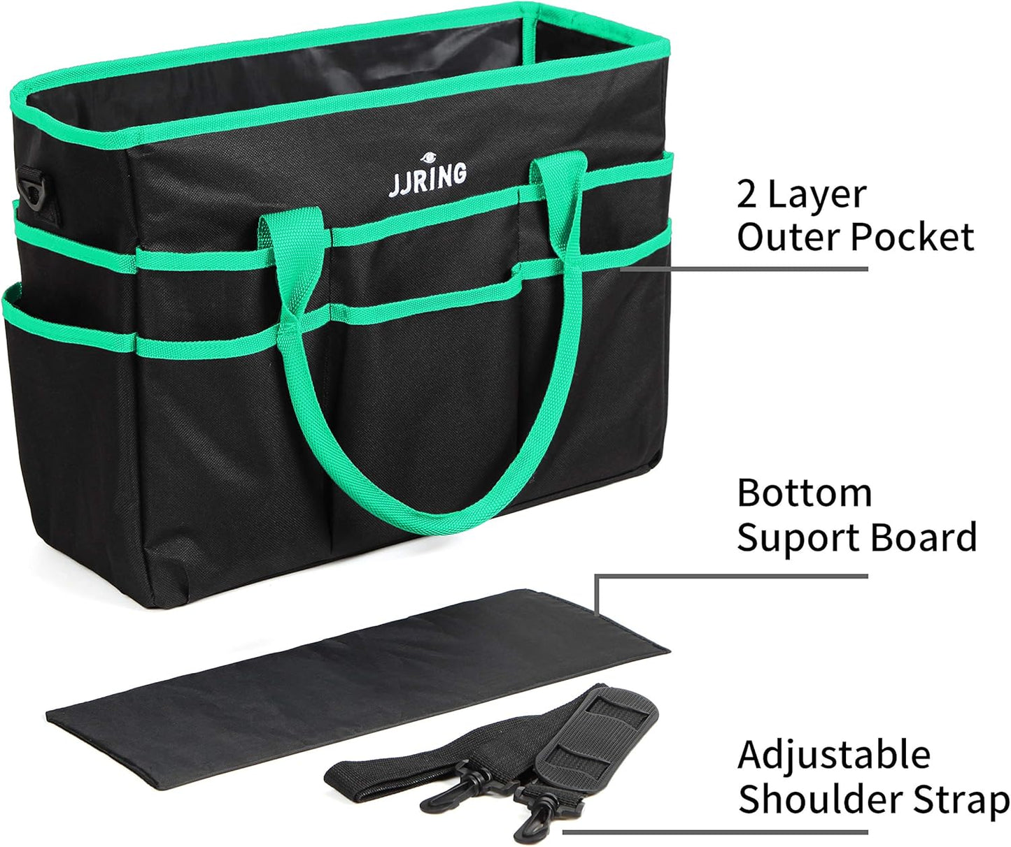 Jjring Craft and Art Organizer Tote Bag - 600D Silver Nylon Fabric Art Caddy with Pockets - for Art, Craft, Sewing, Medical, and Office Supplies Storage